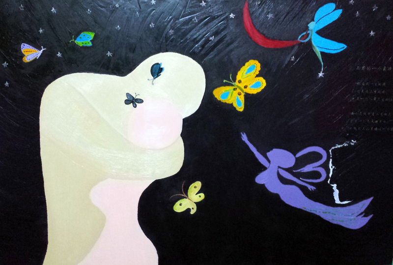 2、潇潇《二月的一个夜晚》2015年1月20日布面油画80cm×120cm