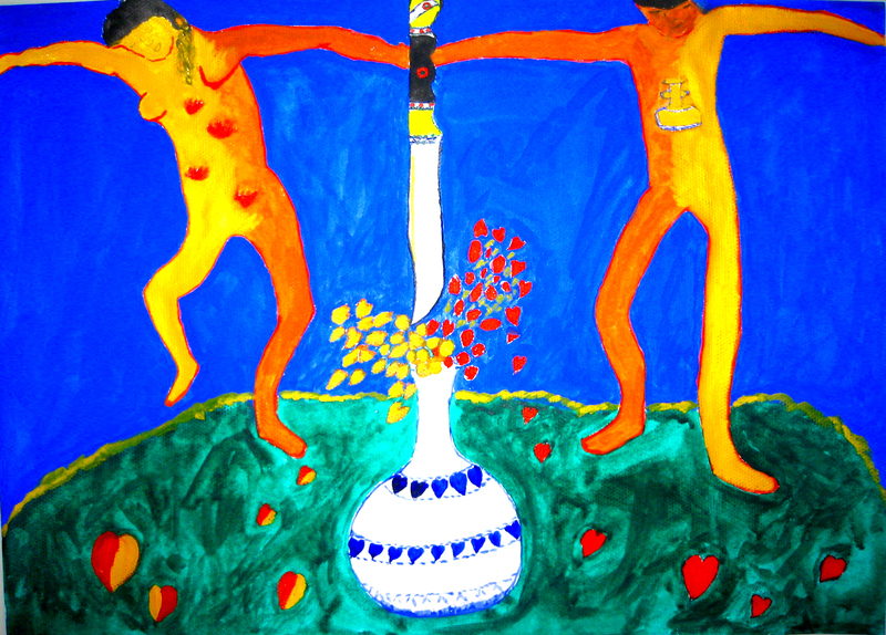 8、潇潇《跳动的古瓷》2007年11月水粉51cm X 37cm