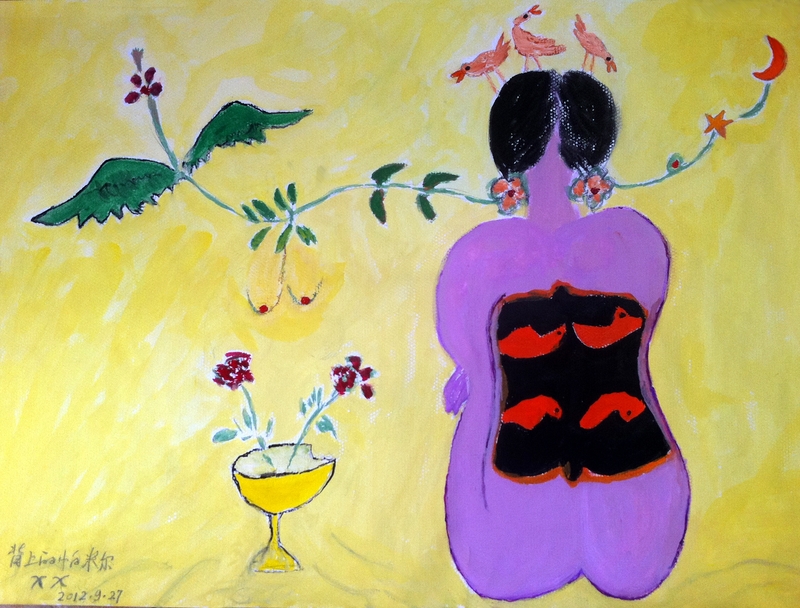 9、潇潇《背上帕米尔》2012年9月水粉51CM×37CM